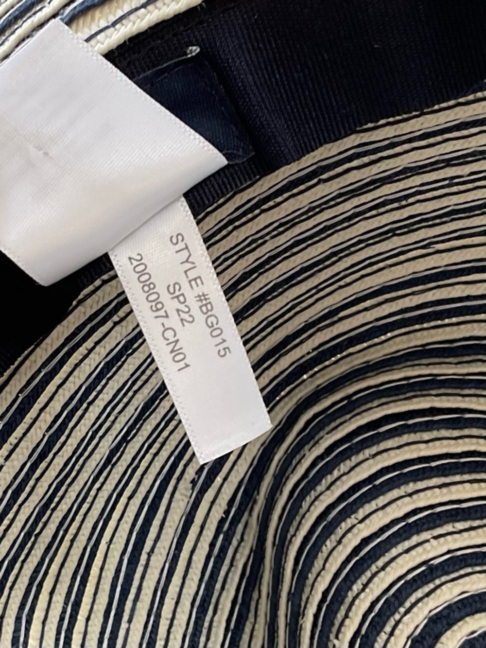 J.Crew Factory Straw Fedora Hat Navy Stripe Wide Brim M/L Summer - Picture 8 of 9